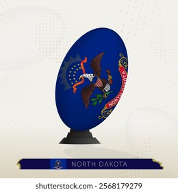 North Dakota Rugby Ball on Rugby Kicking Tees with Modern Design. Illustration perfect for sports, national pride, and rugby-related projects.