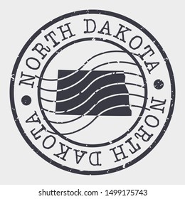 North Dakota Stamp Postal. Map Silhouette Seal. Passport Round Design. Vector Icon. Design Retro Travel.