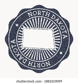 North Dakota stamp. Travel rubber stamp with the name and map of the US state, vector illustration. Can be used as insignia, logotype, label, sticker, or badge of North Dakota.