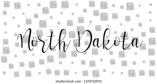 North Dakota. State of America. Text design. Vector illustration.