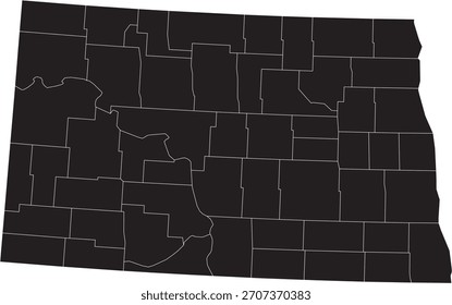 North Dakota State Isolated Map with County Lines