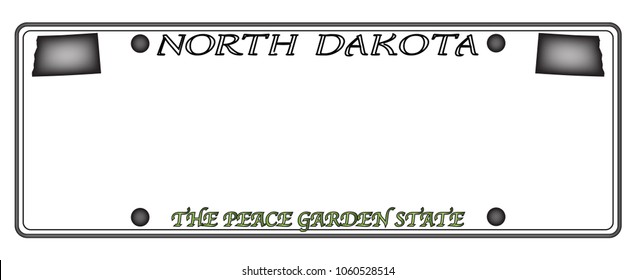 A North Dakota state license plate design isolated on a white background