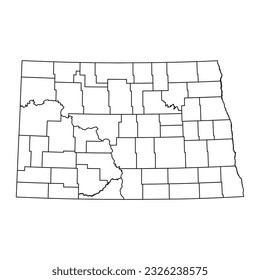 North Dakota state map with counties. Vector illustration.