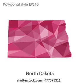 North Dakota state map in geometric polygonal style.Abstract gems triangle,modern design background. Vector illustration EPS10
