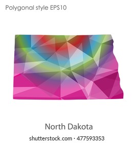 North Dakota state map in geometric polygonal style.Abstract gems triangle,modern design background. Vector illustration EPS10