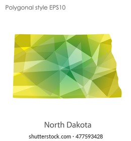 North Dakota state map in geometric polygonal style.Abstract gems triangle,modern design background. Vector illustration EPS10
