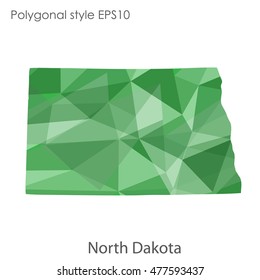North Dakota state map in geometric polygonal style.Abstract gems triangle,modern design background. Vector illustration EPS10