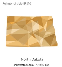 North Dakota state map in geometric polygonal style.Abstract gems triangle,modern design background. Vector illustration EPS10