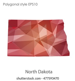 North Dakota state map in geometric polygonal style.Abstract gems triangle,modern design background. Vector illustration EPS10
