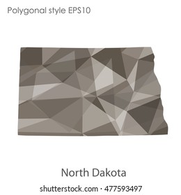North Dakota state map in geometric polygonal style.Abstract gems triangle,modern design background. Vector illustration EPS10