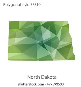 North Dakota state map in geometric polygonal style.Abstract gems triangle,modern design background. Vector illustration EPS10