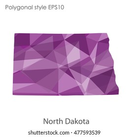 North Dakota state map in geometric polygonal style.Abstract gems triangle,modern design background. Vector illustration EPS10