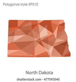 North Dakota state map in geometric polygonal style.Abstract gems triangle,modern design background. Vector illustration EPS10