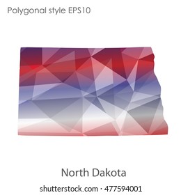 North Dakota state map in geometric polygonal style.Abstract gems triangle,modern design background. Vector illustration EPS10