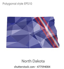 North Dakota state map in geometric polygonal style.Abstract gems triangle,modern design background. Vector illustration EPS10