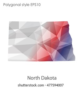 North Dakota state map in geometric polygonal style.Abstract gems triangle,modern design background. Vector illustration EPS10
