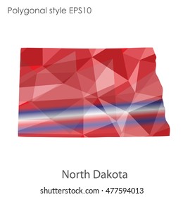 North Dakota state map in geometric polygonal style.Abstract gems triangle,modern design background. Vector illustration EPS10