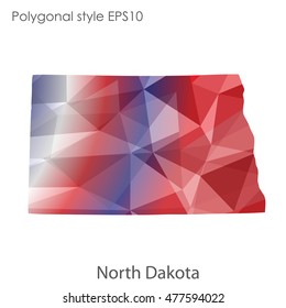 North Dakota state map in geometric polygonal style.Abstract gems triangle,modern design background. Vector illustration EPS10