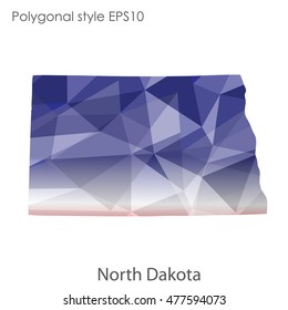 North Dakota state map in geometric polygonal style.Abstract gems triangle,modern design background. Vector illustration EPS10