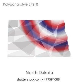 North Dakota state map in geometric polygonal style.Abstract gems triangle,modern design background. Vector illustration EPS10