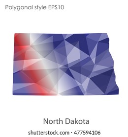 North Dakota state map in geometric polygonal style.Abstract gems triangle,modern design background. Vector illustration EPS10