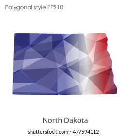 North Dakota state map in geometric polygonal style.Abstract gems triangle,modern design background. Vector illustration EPS10