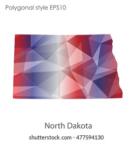 North Dakota state map in geometric polygonal style.Abstract gems triangle,modern design background. Vector illustration EPS10