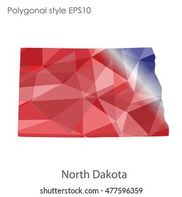 North Dakota state map in geometric polygonal style.Abstract gems triangle,modern design background. Vector illustration EPS10