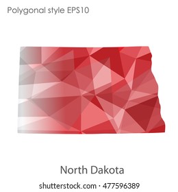 North Dakota state map in geometric polygonal style.Abstract gems triangle,modern design background. Vector illustration EPS10