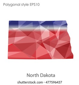 North Dakota state map in geometric polygonal style.Abstract gems triangle,modern design background. Vector illustration EPS10