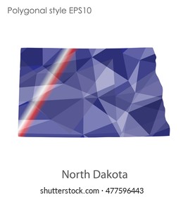 North Dakota state map in geometric polygonal style.Abstract gems triangle,modern design background. Vector illustration EPS10