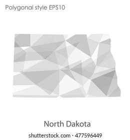 North Dakota state map in geometric polygonal style.Abstract gems triangle,modern design background. Vector illustration EPS10