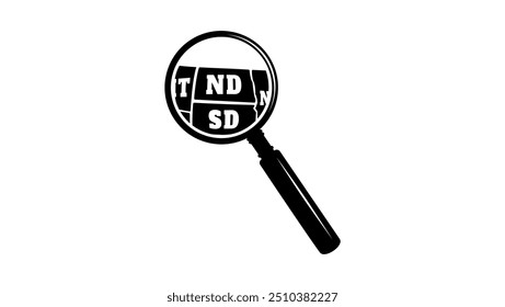 Mapa do estado de NORTH DAKOTA em lupa, silhueta isolada preta