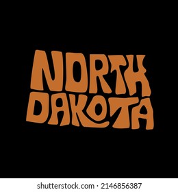 North Dakota state map typography. North Dakota map typography. North Dakota lettering.