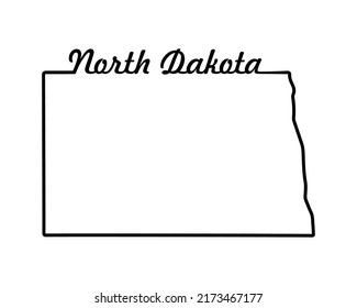 Mapa del estado de Dakota del Norte. Mapa estatal de EE. Símbolo del esquema de Dakota del Norte. Tipografía retro. Ilustración del vector