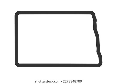 Mapa del estado de Dakota del Norte. Mapa estatal de EE. Símbolo del contorno de Carolina del Norte. Ilustración del vector