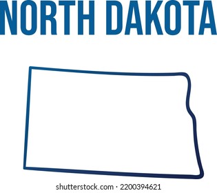 North Dakota State Outline Blue Gradient Map