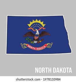 North Dakota State Silhouette with Flag