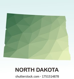 North Dakota States Map, Polygonal Geometric,Green Low Poly Styles, Vector Illustration eps 10, Modern Design, High Detailed