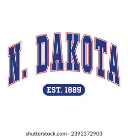 North Dakota typography design vector, usa state shirt design vector. Jersey design vector, T-shirt design for usa 