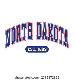 North Dakota typography design vector, usa state shirt design vector. Jersey design vector, T-shirt design for usa 