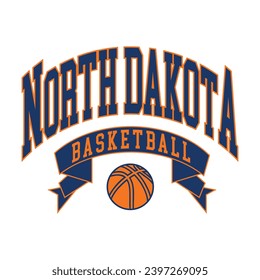  North Dakota typography design vector, usa state shirt design vector. Jersey design vector, T-shirt design for usa 