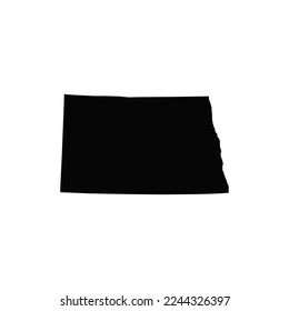 North Dakota US Blank Map Vector Template Black Solid Color and Outline Isolated on White Background. easy to edit