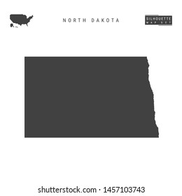 North Dakota US State Blank Vector Map Isolated on White Background. High-Detailed Black Silhouette Map of North Dakota.