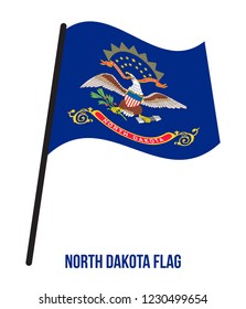 North Dakota (U.S. State) Flag Waving Vector Illustration on White Background. Flag of the United States of America.