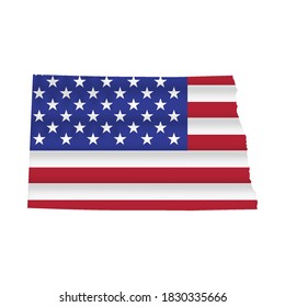 North Dakota US state flag map isolated on white. Vector illustration.