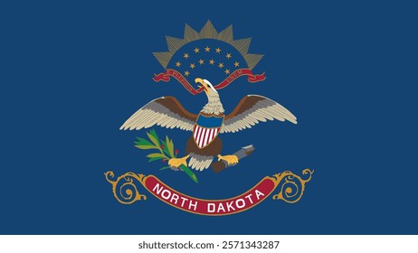 North Dakota US State Flag Vector Illustration