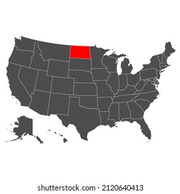 North Dakota vector map. High detailed illustration. Country of the United States of America. Flat style. Vector illustration