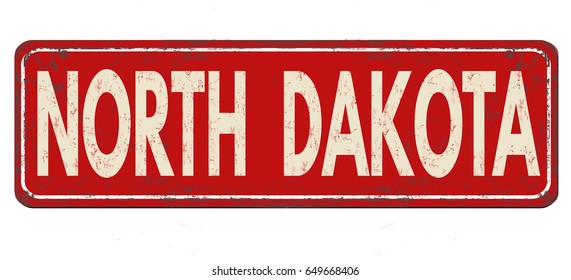 North Dakota vintage rusty metal sign on a white background, vector illustration