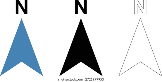 Icono de brújula de flecha de dirección norte